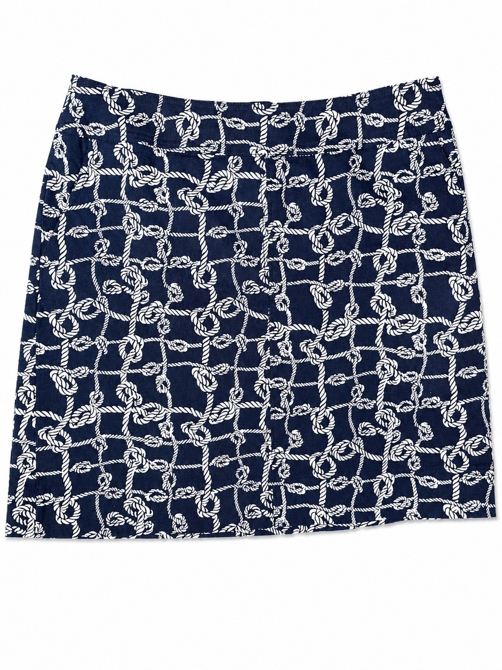 Talbots Nautical Print Navy Rope-Pattern Skirt, Size 18W